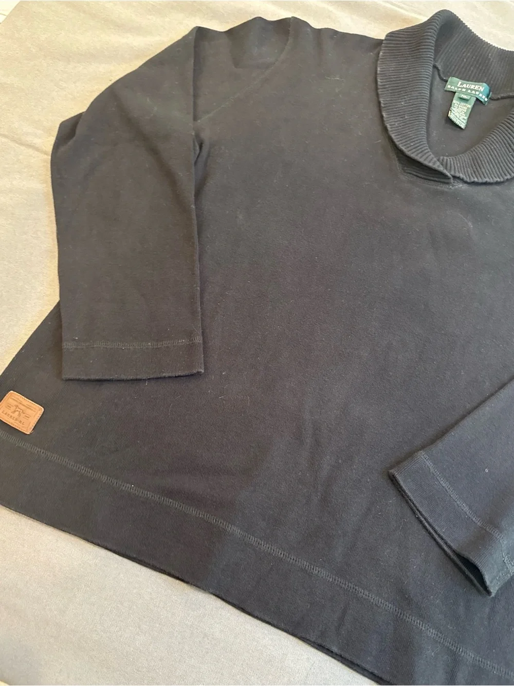 Lauren Ralph Lauren Women's Black Sweater with Neck Detail | Long Sleeve Size XL